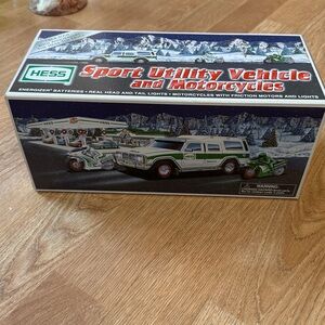 Brand New in Box 2004 Hess sport utility vehicle and motorcycles